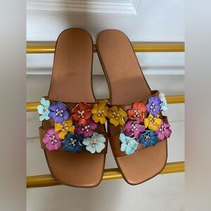 Mariella Leather Multicolor Floral Women's Sandals